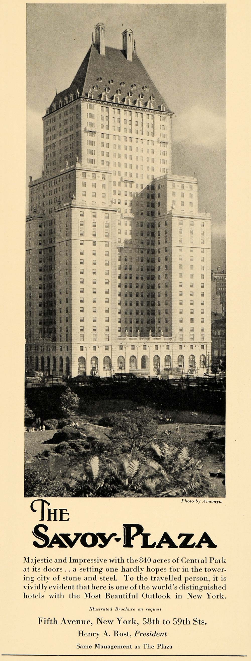 1930 Ad Savoy-Plaza Hotel Luxury Lodging Suites Travel - ORIGINAL F3B