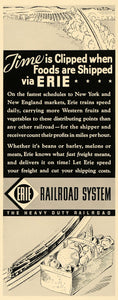 1935 Ad Erie Railroad System Railway Train Cargo Fruits - ORIGINAL F3B