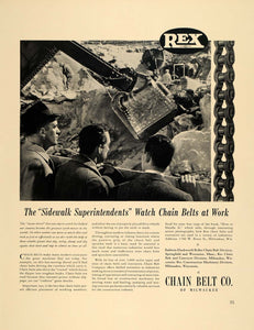 1940 Ad Chain Belt Rex Milwaukee Shovel Construction - ORIGINAL ADVERTISING F4A