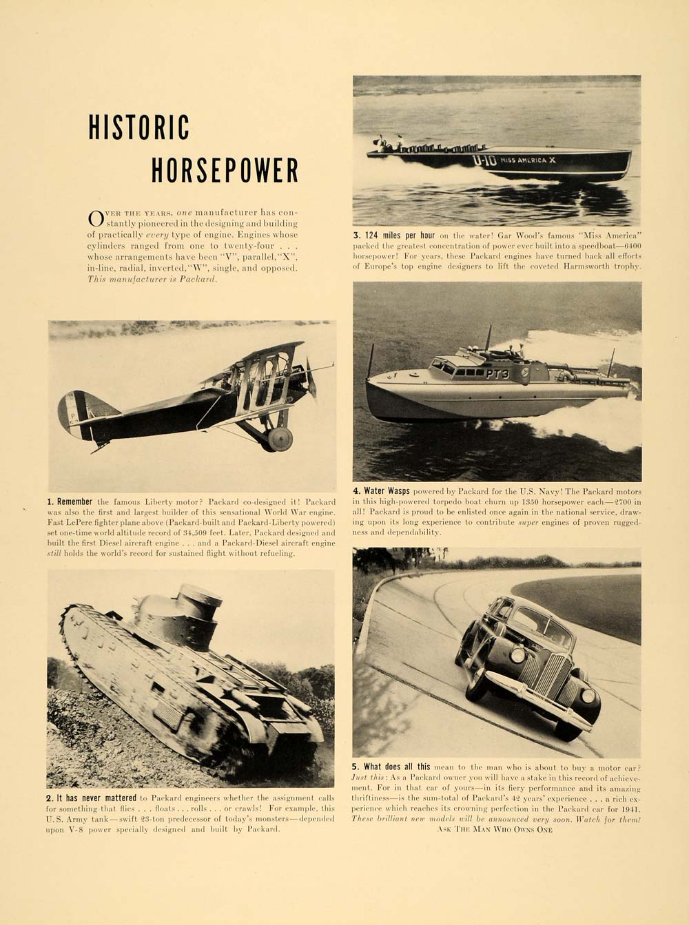 1940 Ad Packard Automobiles Liberty Motor Airplane Boat - ORIGINAL F4A