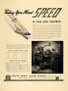 1940 Ad South Bend Lathe Works Airplane Machinery Tools - ORIGINAL F4A