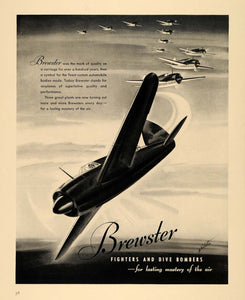 1940 Ad Brewster Fighter Dive Bomber Airplane Auto - ORIGINAL ADVERTISING F4A