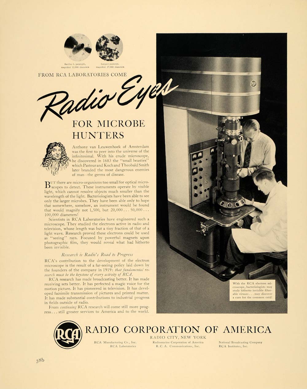 1940 Ad Radio Corporation America Microbe Electron - ORIGINAL ADVERTISING F4A