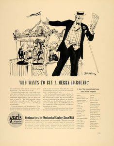 1940 Ad York Air Conditioning Merry Go Round G Bundy - ORIGINAL ADVERTISING F4A