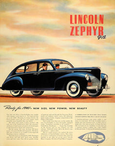 1940 Ad Lincoln Zephyr V-12 Automobile Vintage Car - ORIGINAL ADVERTISING F4A