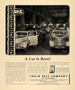 1940 Ad Chain Belt Automobile Industry Milwaukee Cars - ORIGINAL ADVERTISING F4A