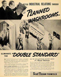 1940 Ad ScotTissue Towels Paper Washrooms Illustration - ORIGINAL F4A