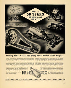 1940 Ad Diamond Roller Chains Manufacturing Plane Car - ORIGINAL ADVERTISING F4A
