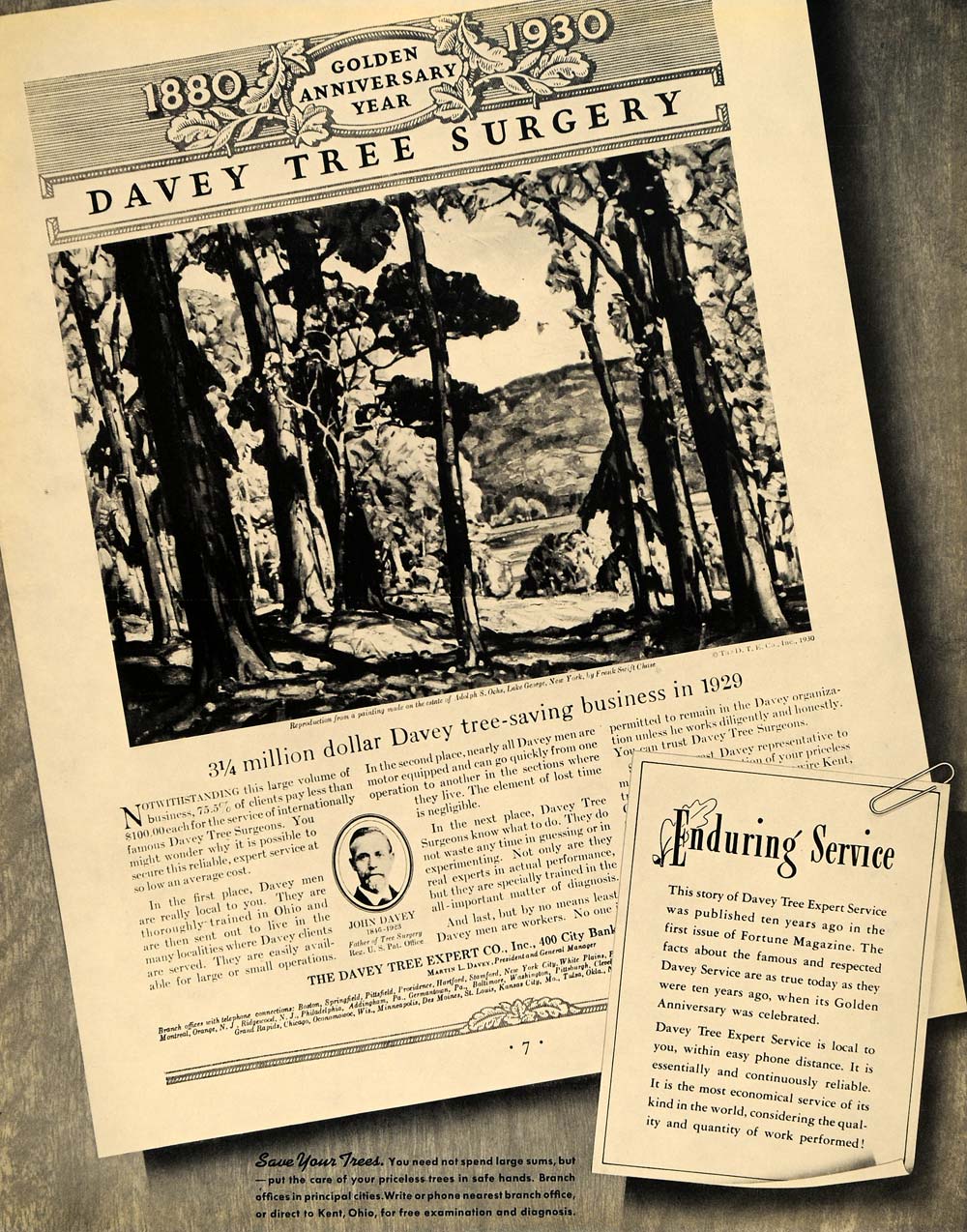 1940 Ad Davey Tree Expert Service Frank Swift Chase - ORIGINAL ADVERTISING F4A