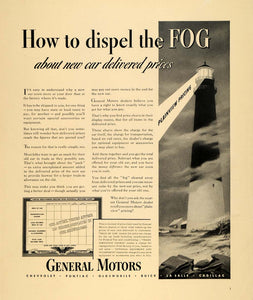 1940 Ad General Motors Lighthouse Fog Chart Automobile - ORIGINAL F4A