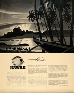 1940 Ad Hawaii Tourist Bureau Travel Seaside Horseback - ORIGINAL F4A
