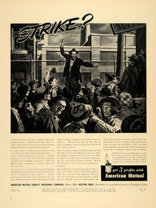 1940 Ad American Mutual Artist Walter Richards Strike - ORIGINAL ADVERTISING F4A