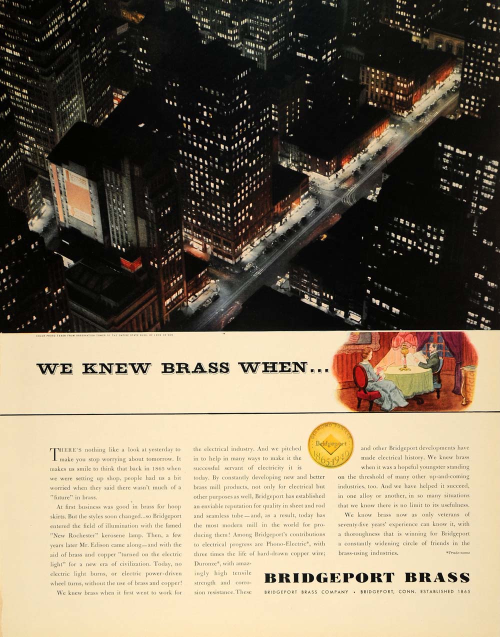 1940 Ad Bridgeport Brass Empire State Building New York - ORIGINAL F4A