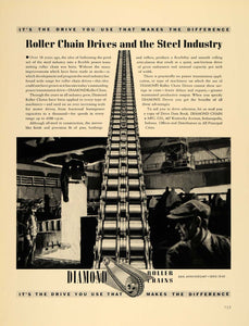 1940 Ad Diamond Roller Chain Manufacturing Illustration - ORIGINAL F4A