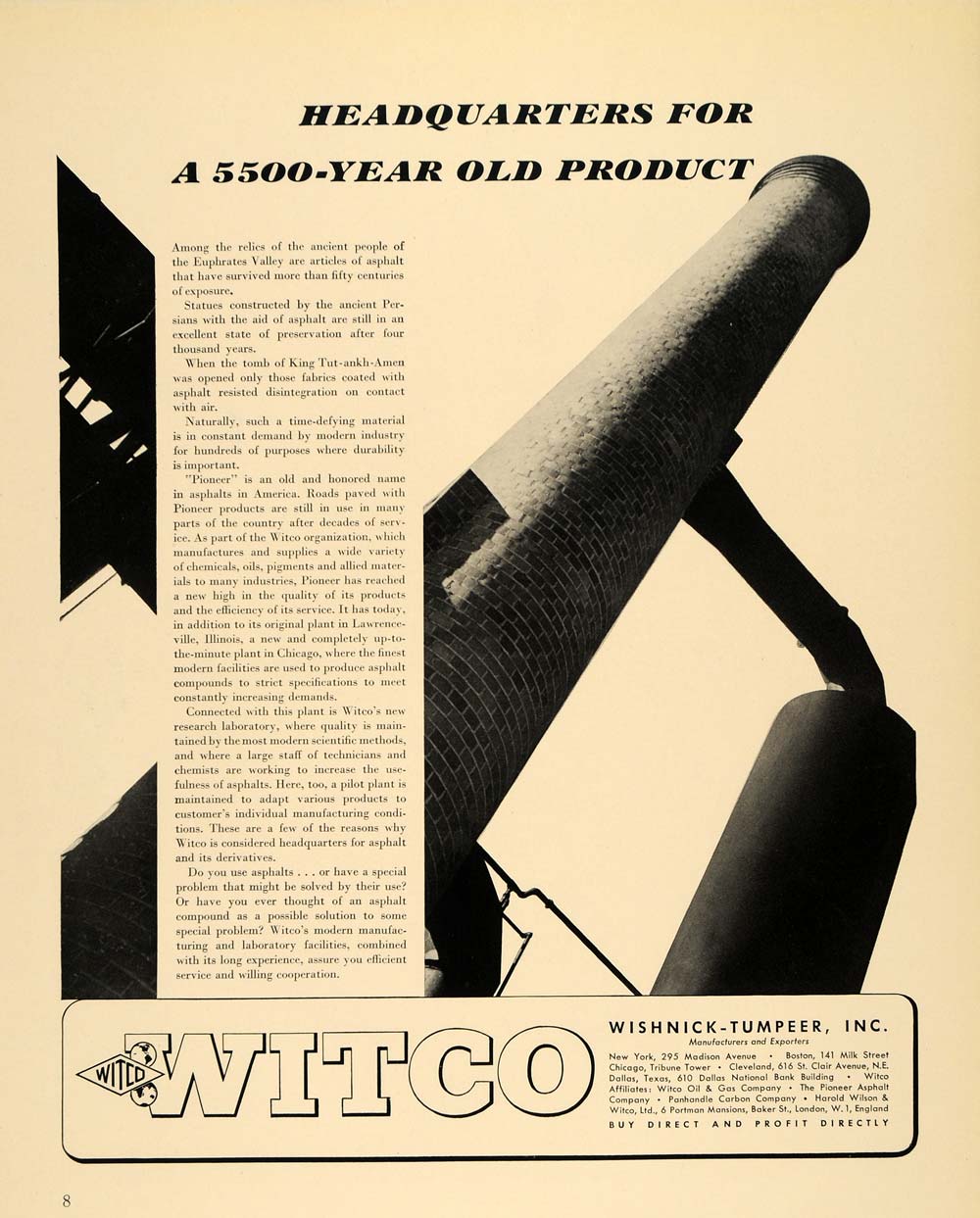 1940 Ad Witco Wishnick-Tumper Asphat Industrial Product - ORIGINAL F4A