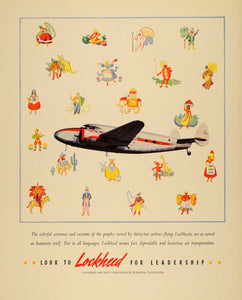 1940 Ad Lockheed Aircraft Illustration Airplane Costume - ORIGINAL F4A