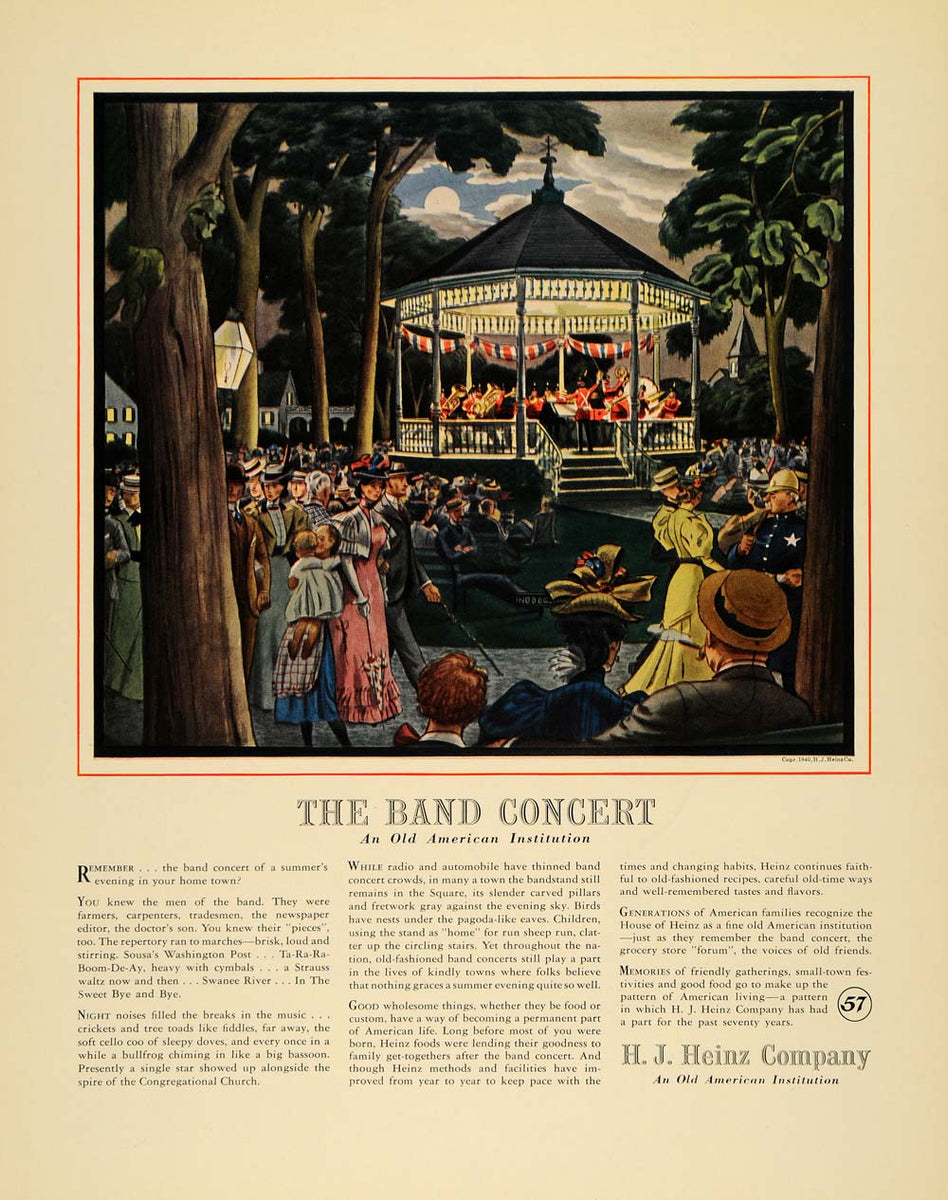 1940 Ad H J Heinz Food Band Concerts Illustration Music - ORIGINAL F4A ...