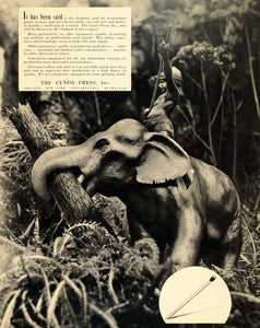 1940 Ad Cuneo Press Letterpress Equipment Elephant - ORIGINAL ADVERTISING F4A