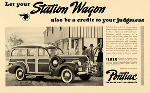 1940 Ad Pontiac Station Wagon Pricing General Motors - ORIGINAL ADVERTISING F4B