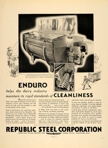 1932 Ad Republic Steel Canton Pasteurizer Milk Alloy - ORIGINAL ADVERTISING F5A