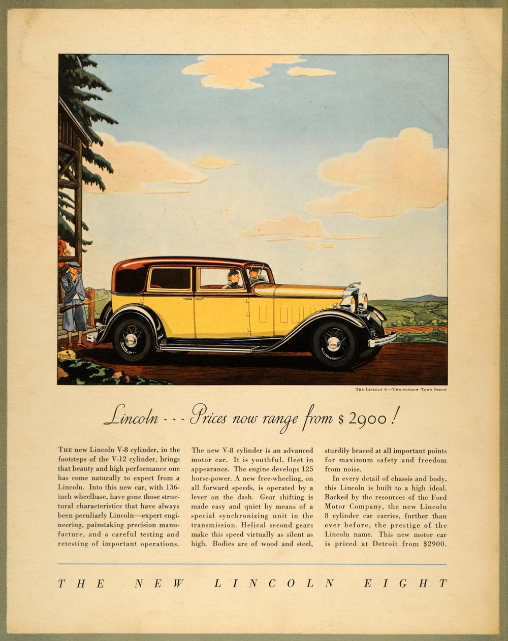 1932 Ad Lincoln Eight Automobile Car Vehicle Sedan Auto - ORIGINAL F5A