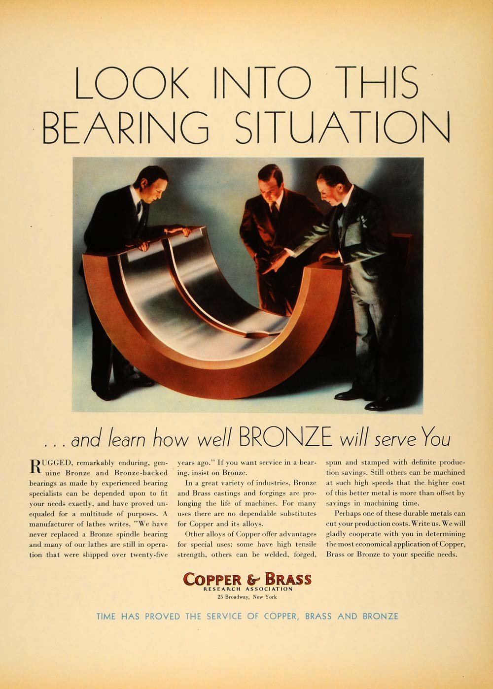 1932 Ad Copper Brass Research Bearing Bronze Alloy - ORIGINAL ADVERTISING F5A