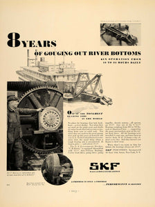 1932 Ad SKF Ball Roller Bearings Gear Dredge River - ORIGINAL ADVERTISING F5A