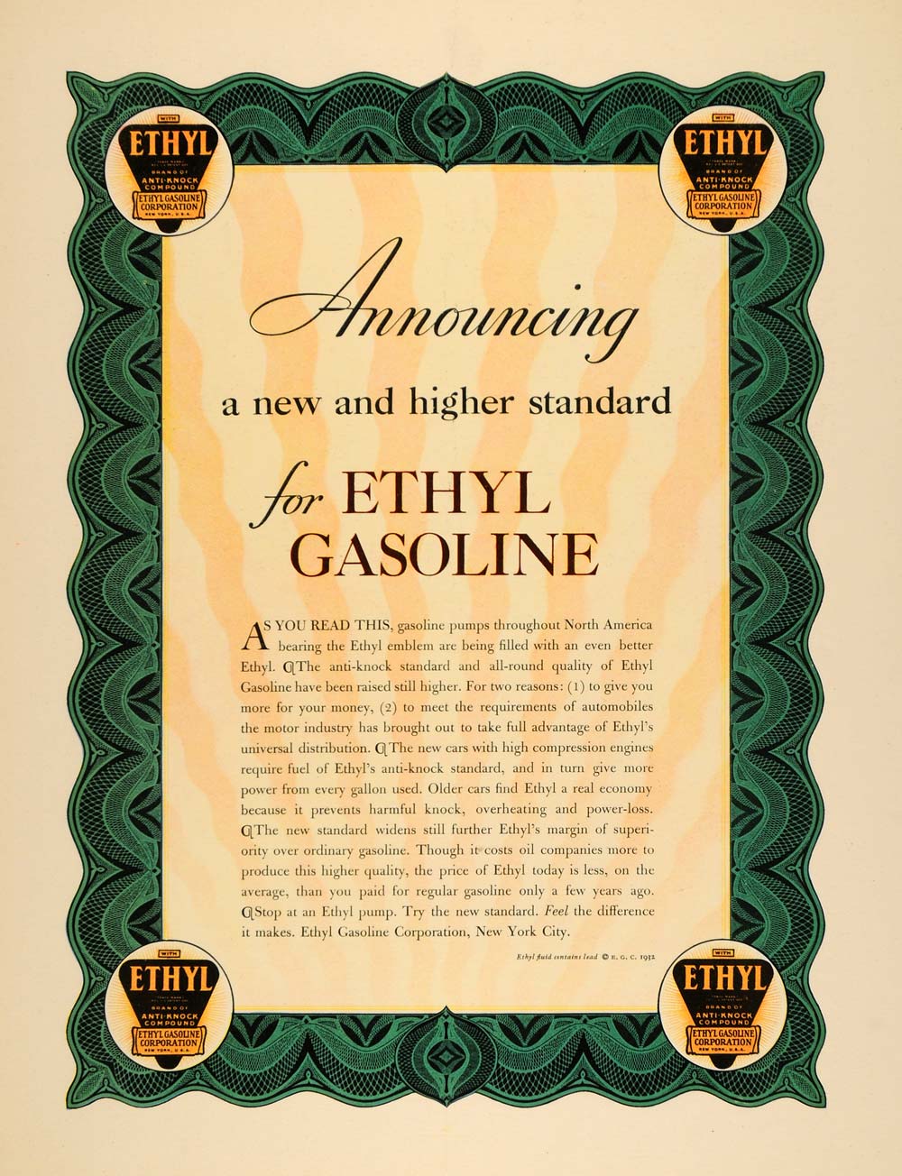 1932 Ad Ethyl Gasoline Lead Gas Automobile Engine Knock - ORIGINAL F5A