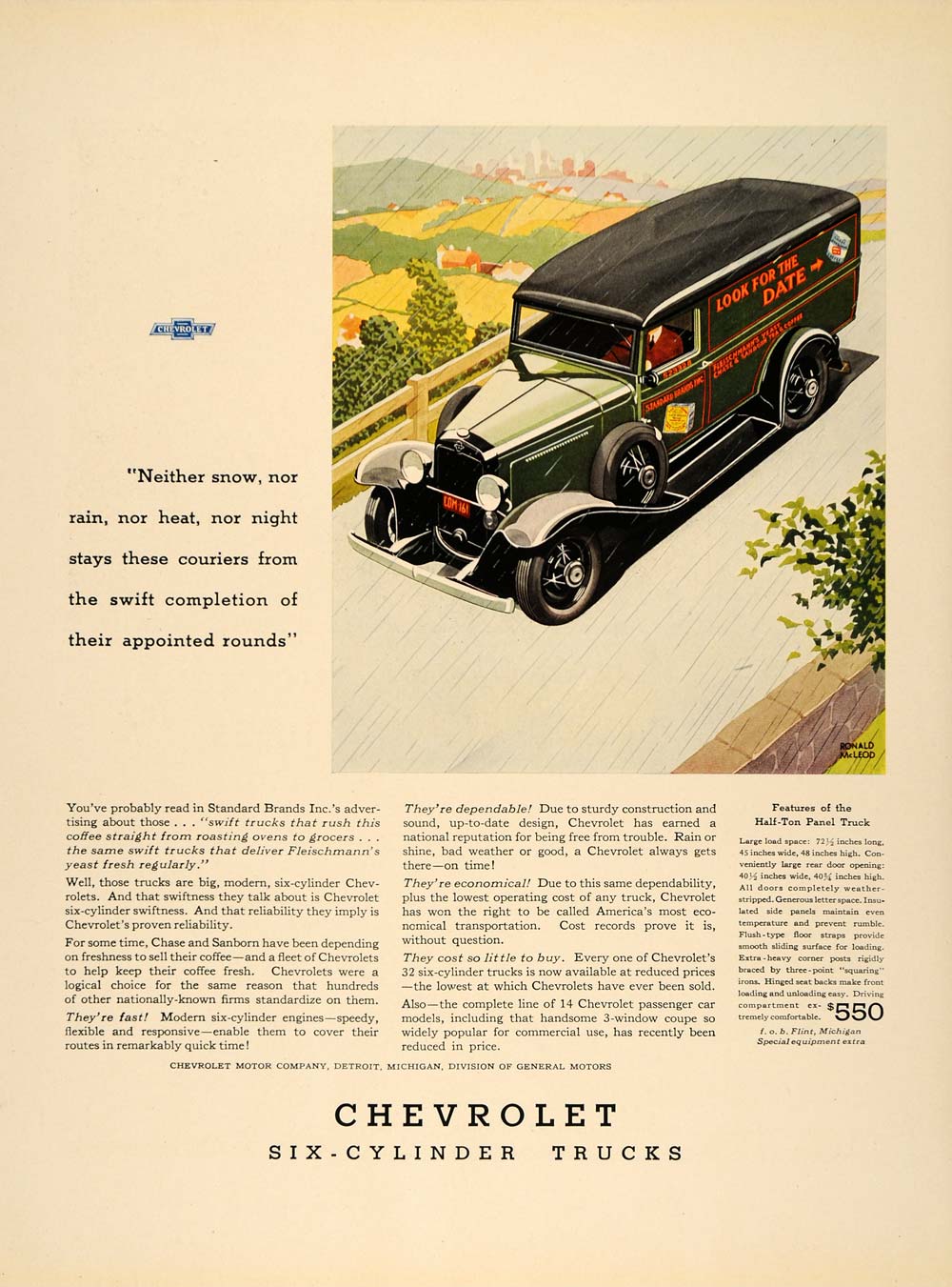 1932 Ad Chevrolet Truck Standard Brands Automobile - ORIGINAL ADVERTISING F5A