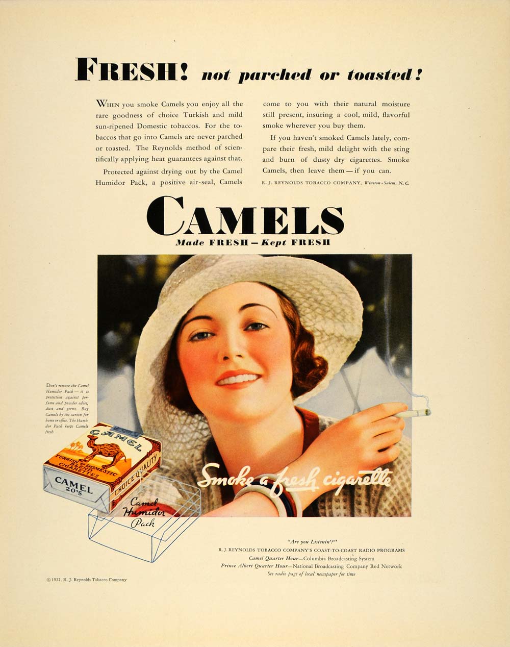 1932 Ad Camel Cigarettes R. J. Reynolds Tobacco Winston - ORIGINAL F5A