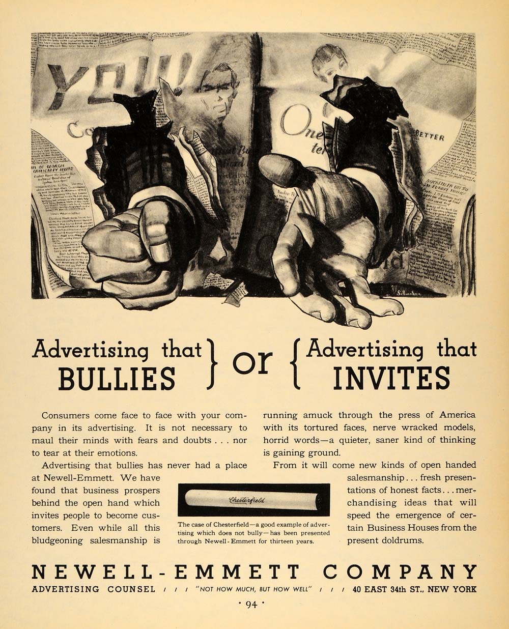 1932 Ad Newell-Emmett Company Advertising Chesterfield - ORIGINAL F5A