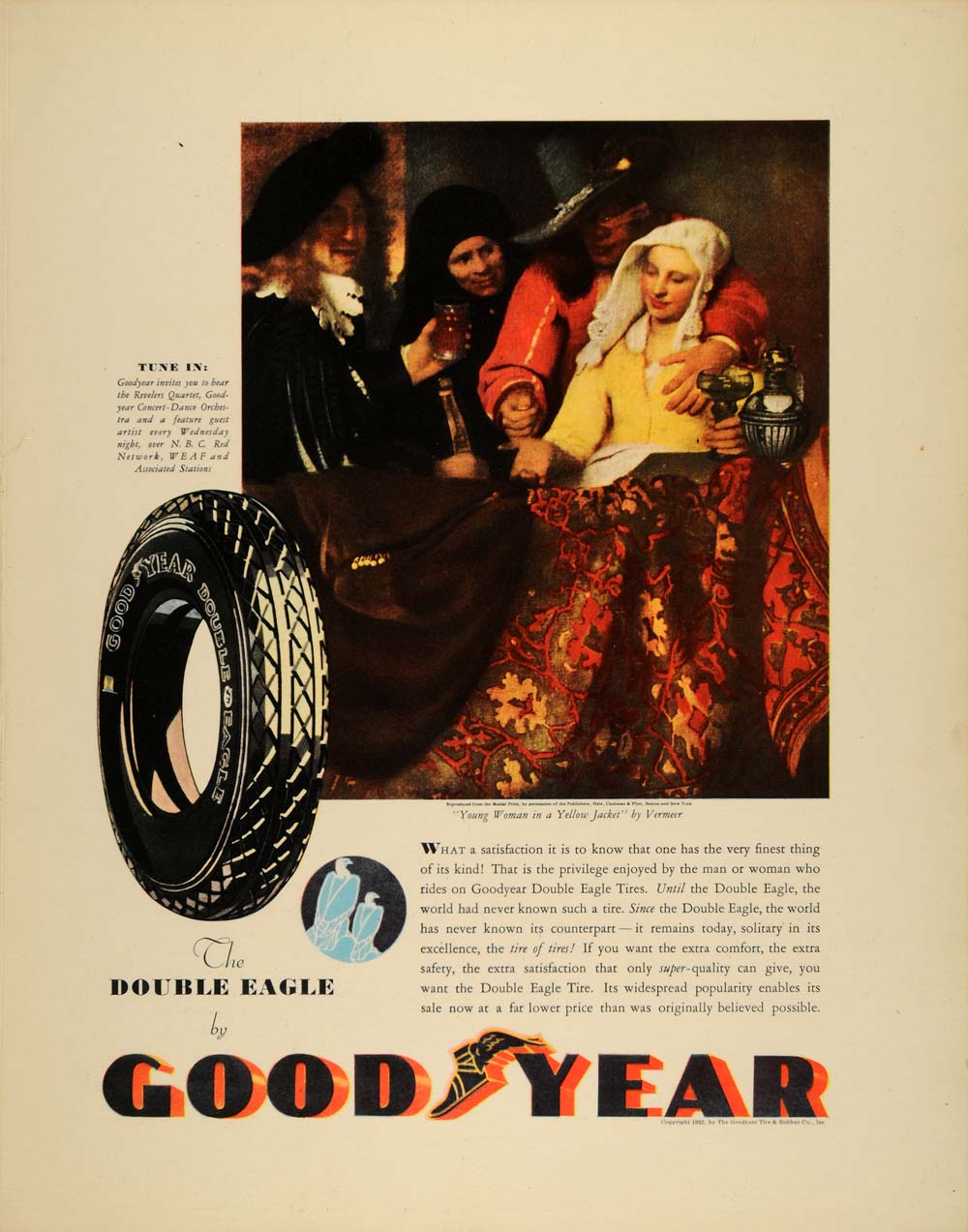 1932 Ad Double Eagle Goodyear Tire Vermeer Automobile - ORIGINAL ADVERTISING F5A