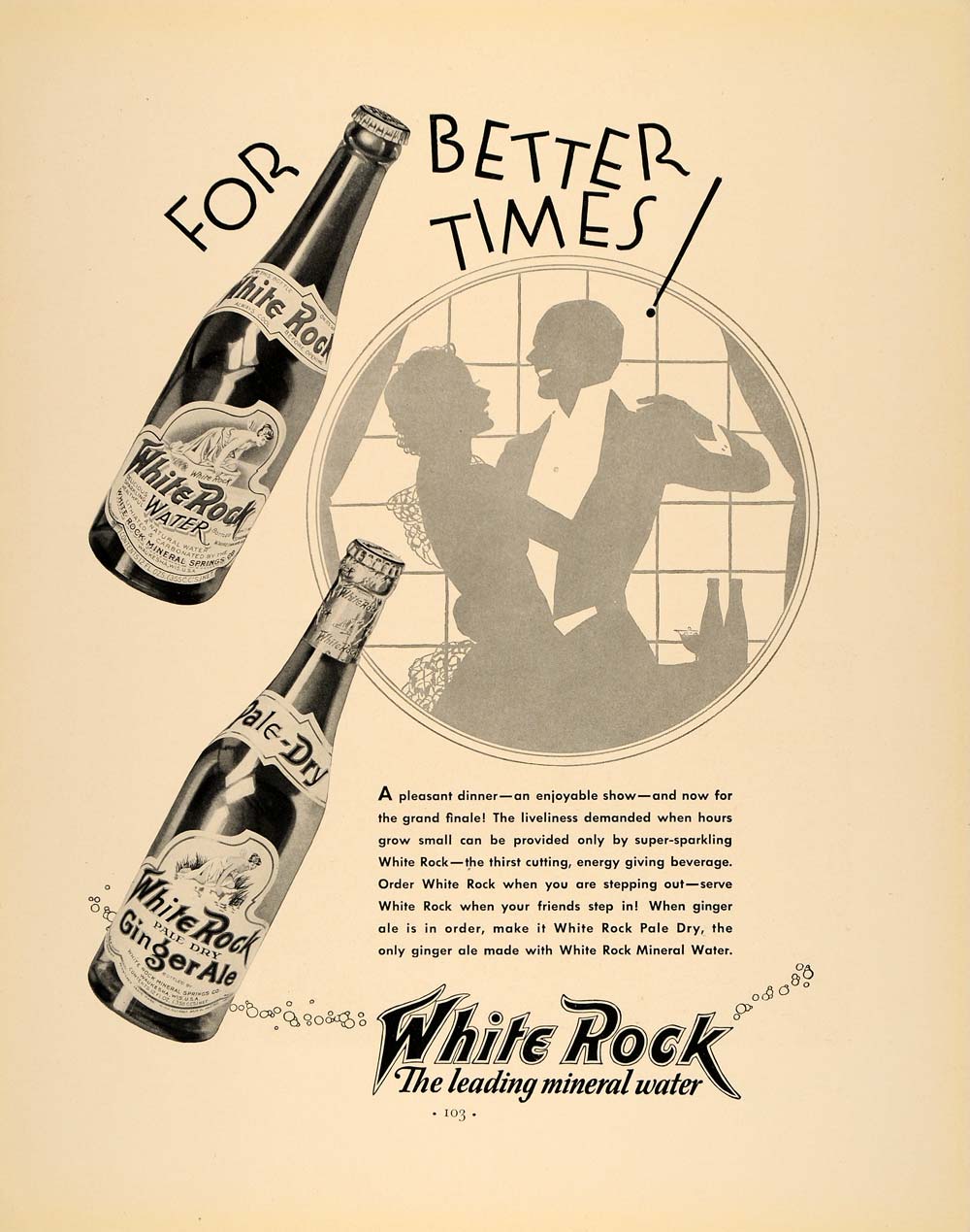1932 Ad White Rock Mineral Water Ginger Ale Waukesha WI - ORIGINAL F5A