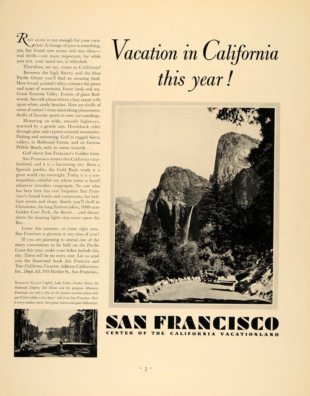 1932 Ad San Francisco Tourism Travel Gold Rush Pueblo - ORIGINAL ADVERTISING F5A
