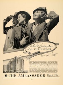 1936 Ad Ambassador Atlantic City Hamilton Hotel Tourism - ORIGINAL F5A