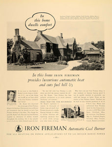 1936 Ad Iron Fireman Automatic Coal Burner Heating - ORIGINAL ADVERTISING F5A