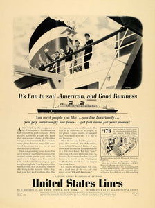 1936 Ad United States Lines Cruise Ship Vacation Trip - ORIGINAL ADVERTISING F5A