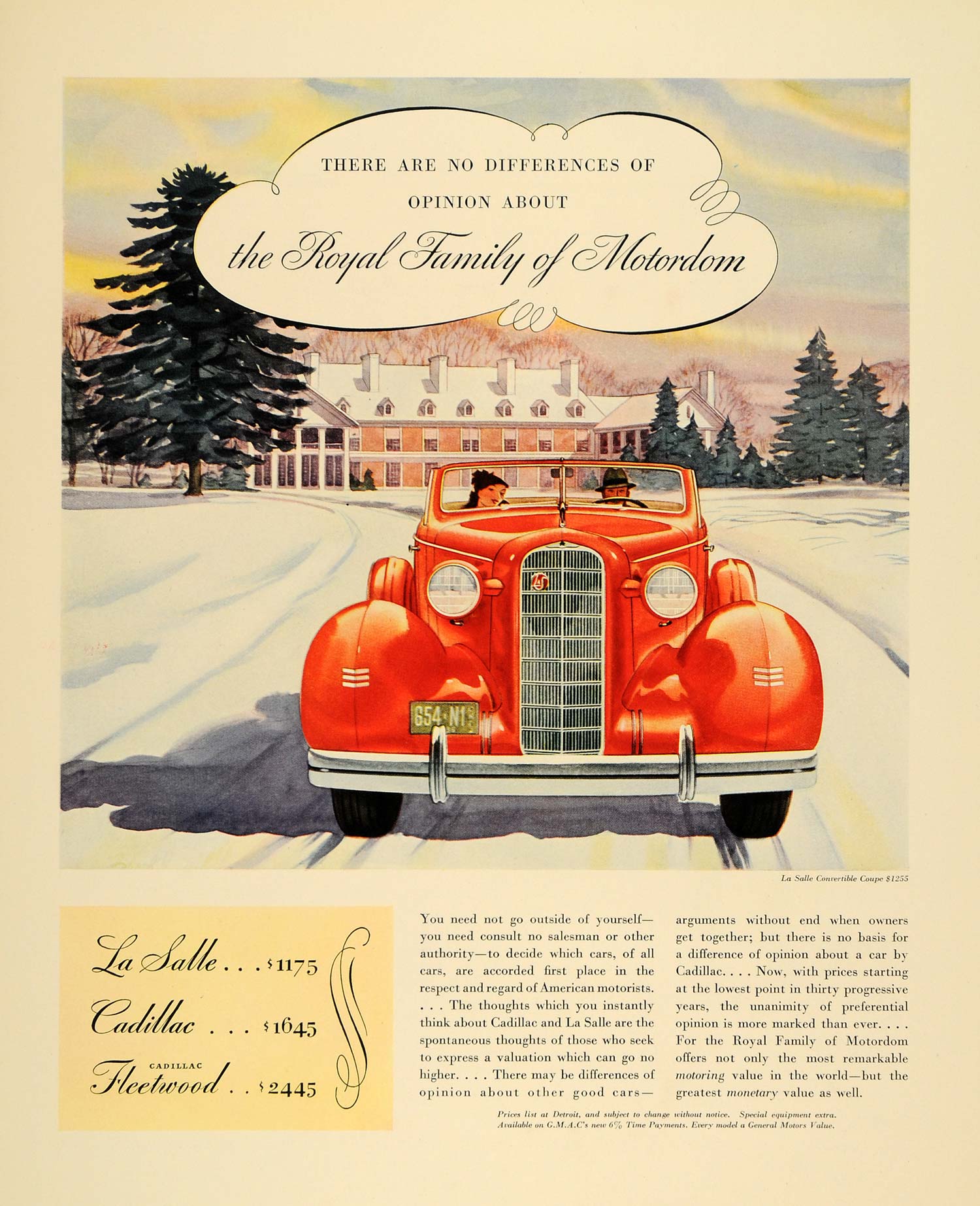 1936 Ad La Salle Cadillac Fleetwood Convertible Coupe - ORIGINAL ADVERTISING F5A