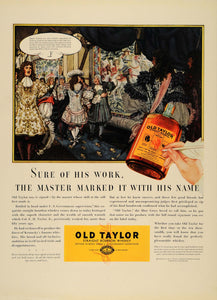 1936 Ad Old Taylor Bourbon Whiskey France Gobelin Art - ORIGINAL ADVERTISING F5A