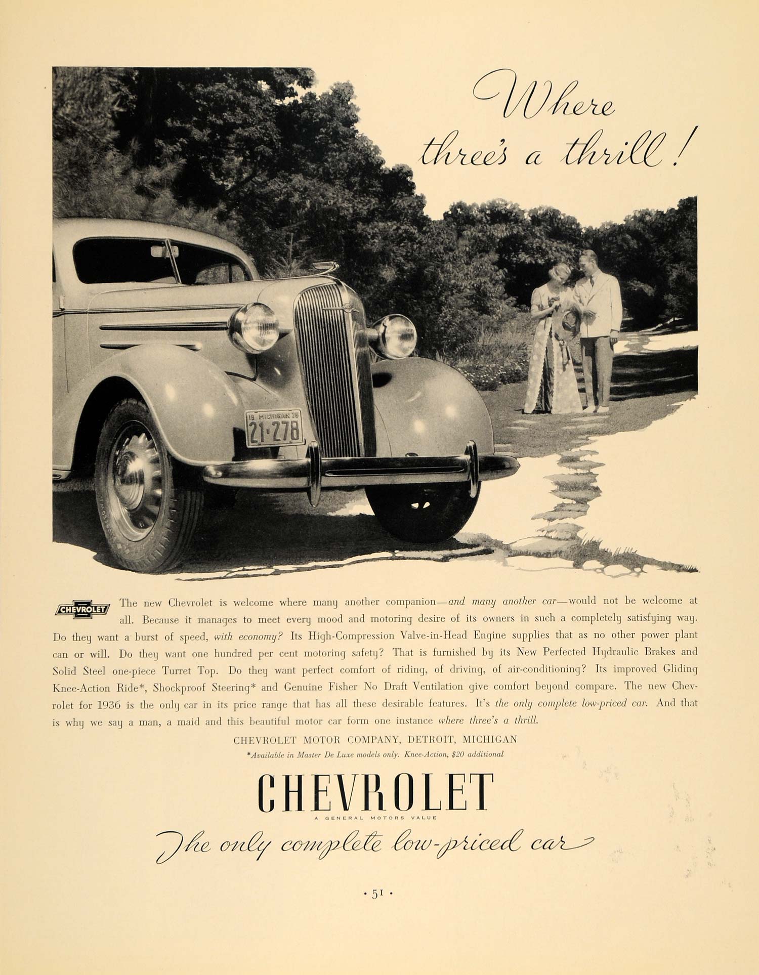 1936 Ad Chevrolet Motor Automobile Detroit Michigan Car - ORIGINAL F5A
