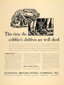1936 Ad National Broadcasting Radio Cobbler's Children - ORIGINAL F5A