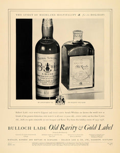 1936 Ad Bulloch Lade Old Rarity & Gold Label Whiskey - ORIGINAL ADVERTISING F5A