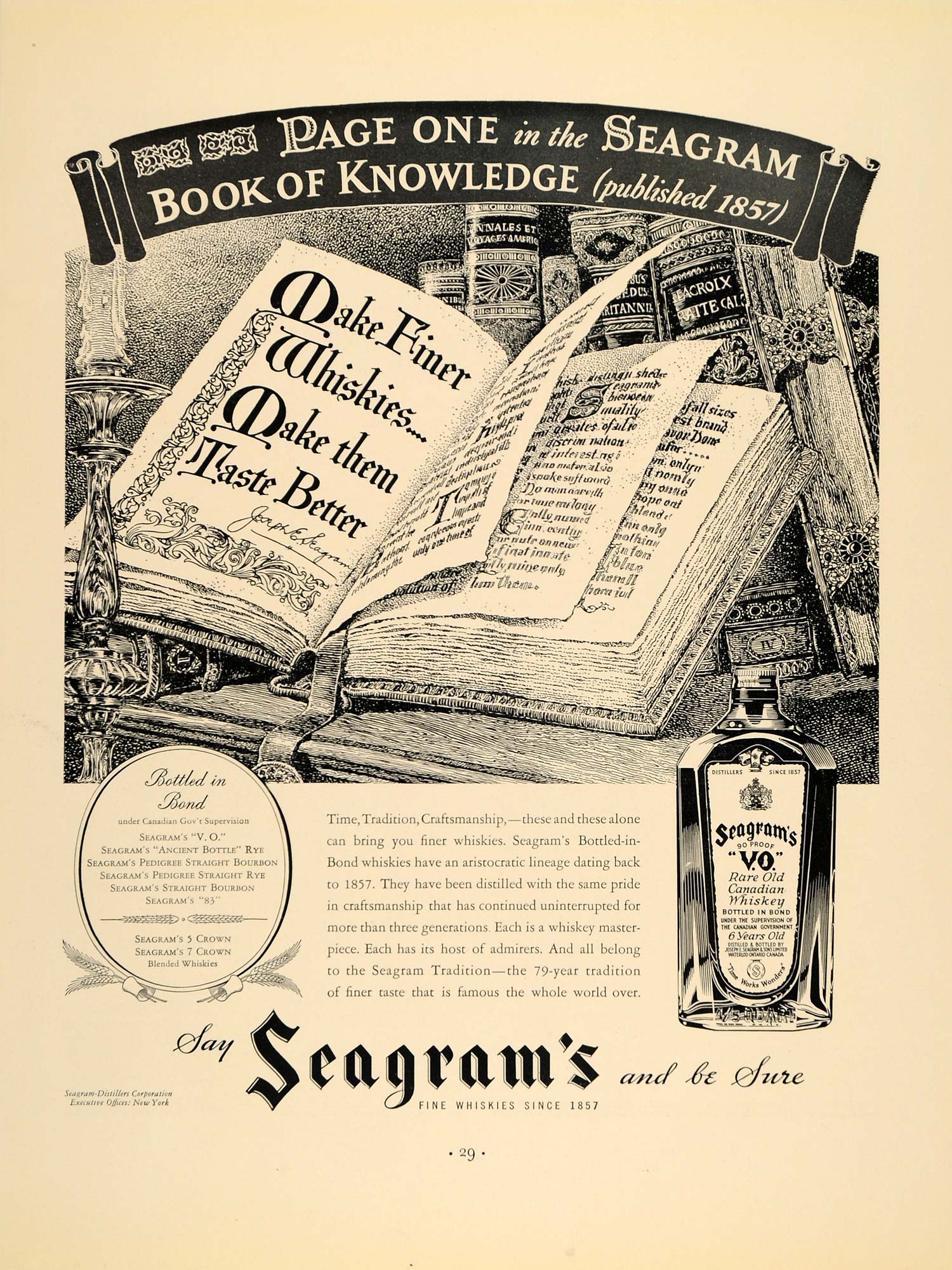 1936 Ad Seagram's Bottled-in-Bond Whiskies Liqueur - ORIGINAL ADVERTISING F5A