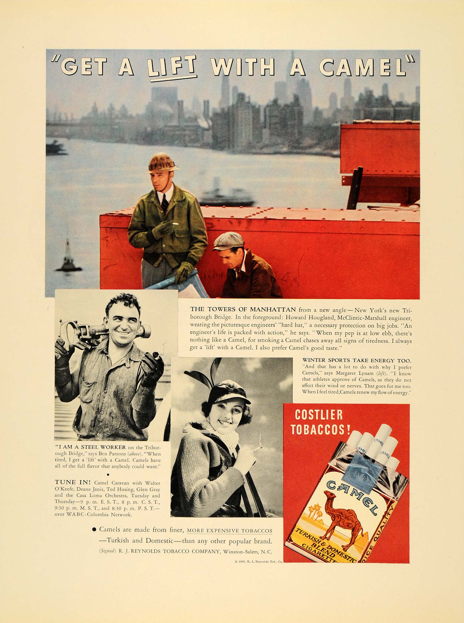 1936 Ad Reynolds Tobacco Camel Cigarette Margaret Lynam - ORIGINAL F5A