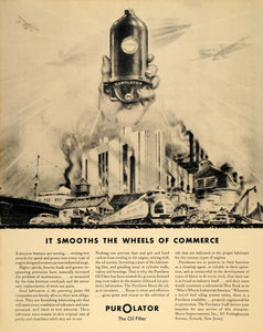 1936 Ad Motor Purolator Oil Filter Plant Illustration - ORIGINAL ADVERTISING F5A