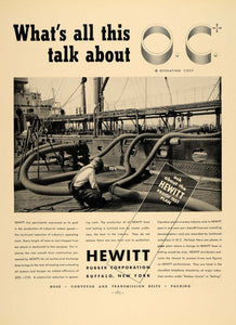 1936 Ad Hewitt Rubber Hosing Belts Ship Deck Worker - ORIGINAL ADVERTISING F5A