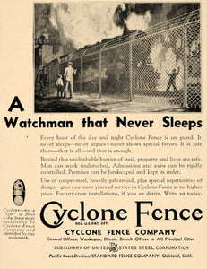 1932 Ad Clyclone Fence Steel Outdoors Installation Yard - ORIGINAL F5B
