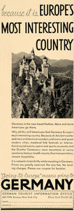 1932 Ad German Tourist Information Germany Trip Castle - ORIGINAL F5B