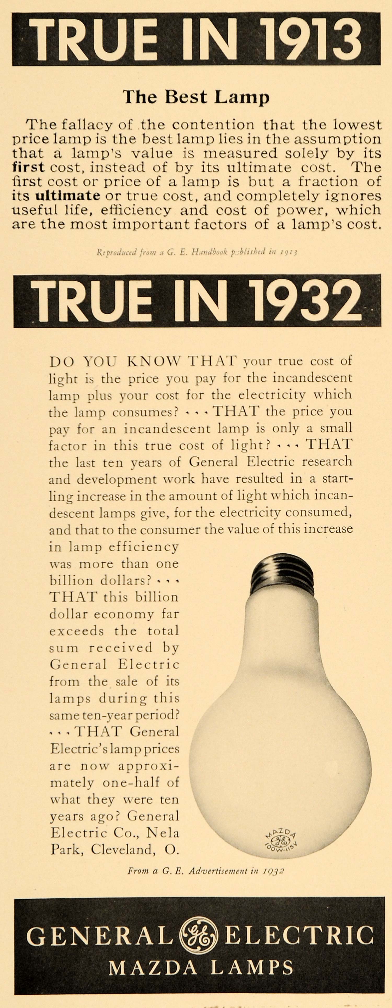 1932 Ad General Electric Co Cleveland Ohio Mazda Lamps Light Bulb Lighting F5B