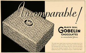 1932 Ad Black Seal Gobelin Chocolates Box Christmas - ORIGINAL ADVERTISING F5B